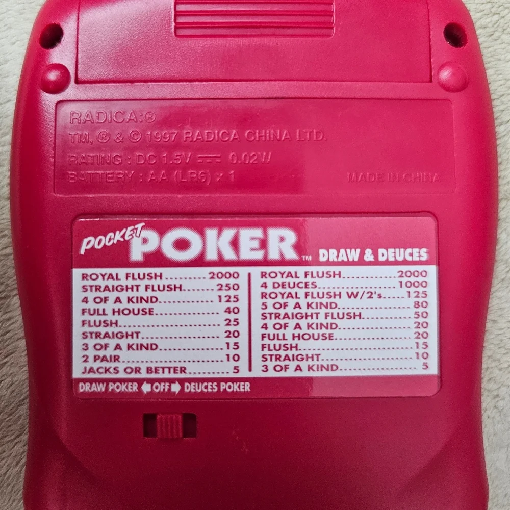 Vintage 1997 Radica Pocket Poker Handheld Game